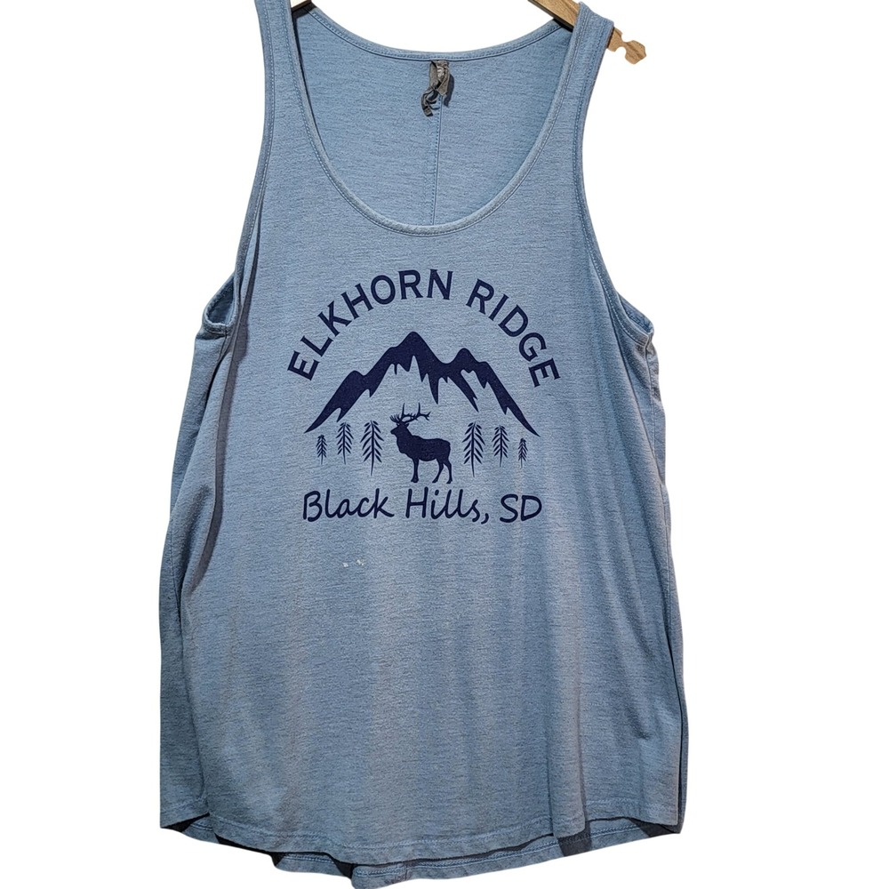 Platinum Elkhorn Ridge Black Hills‎ SD Graphic Tank Top Heather Blue Womens L